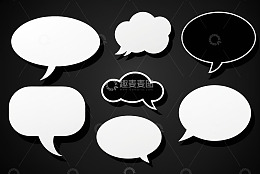 黑色背景上的白色对话气泡