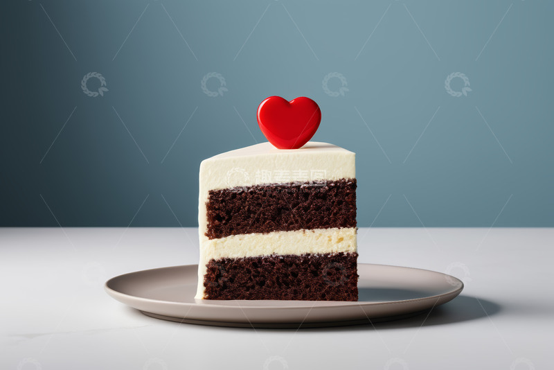高清大图下载【趣麦麦图】心形装饰巧克力夹心蛋糕