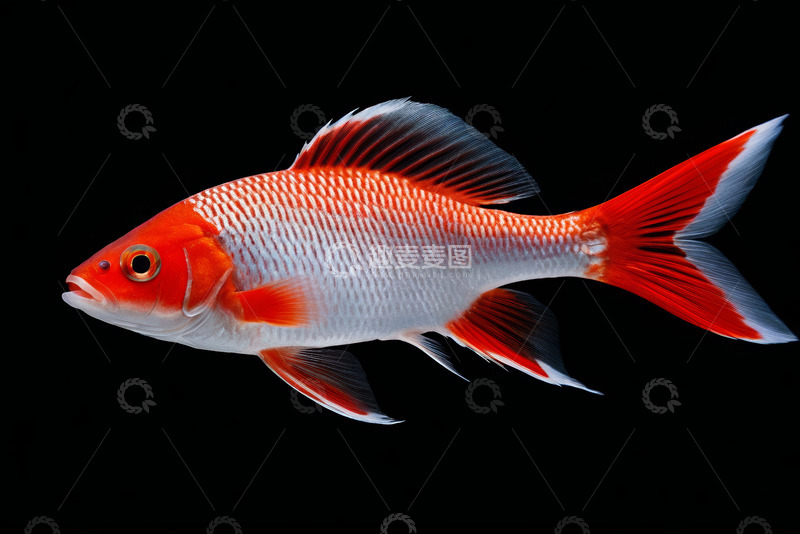 高清大图下载【趣麦麦图】红白相间金鱼特写