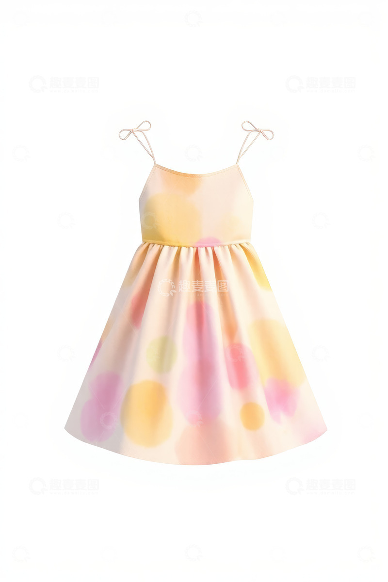 高清大图下载【趣麦麦图】彩色波点女童吊带连衣裙