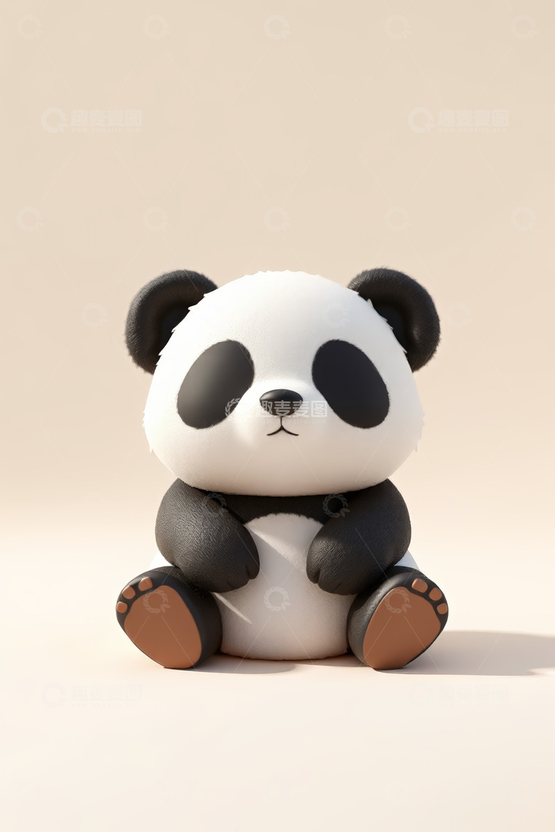 高清大图下载【趣麦麦图】可爱卡通熊猫坐姿形象