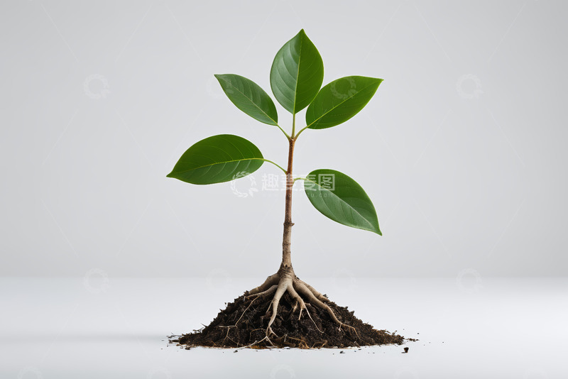 高清大图下载【趣麦麦图】带根绿叶植物特写