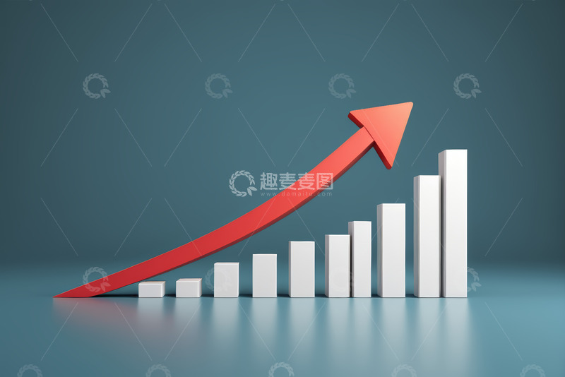 高清大图下载【趣麦麦图】上升趋势柱状图金融概念素材