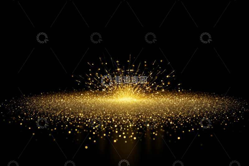 高清大图下载【趣麦麦图】黑色背景金色粒子发光效果