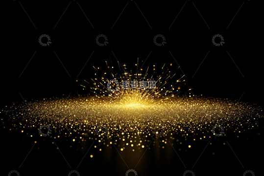 黑色背景金色粒子发光效果