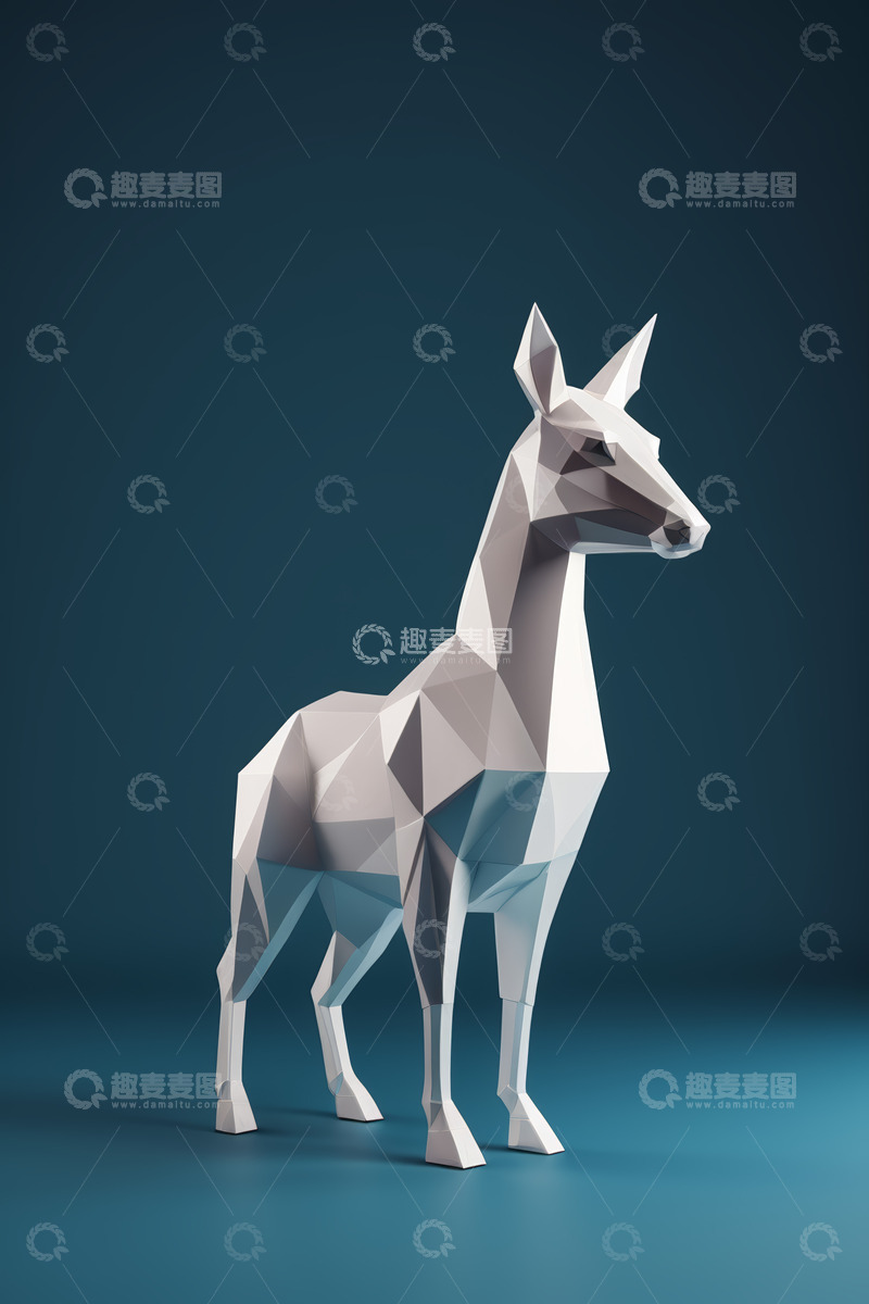 高清大图下载【趣麦麦图】多边形风格白马3D模型