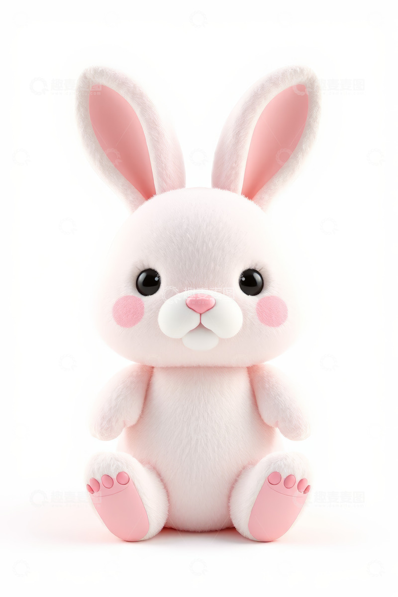 高清大图下载【趣麦麦图】可爱粉色兔子玩偶特写