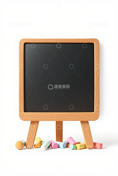 木质小黑板与彩色粉笔素材
