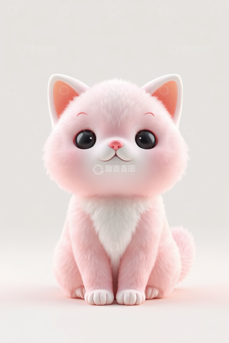 高清大图下载【趣麦麦图】可爱粉色卡通小猫形象