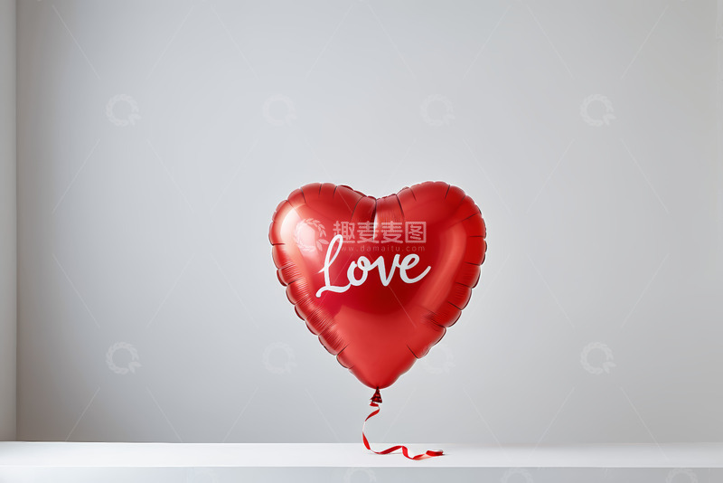 高清大图下载【趣麦麦图】红色心形气球带love字样