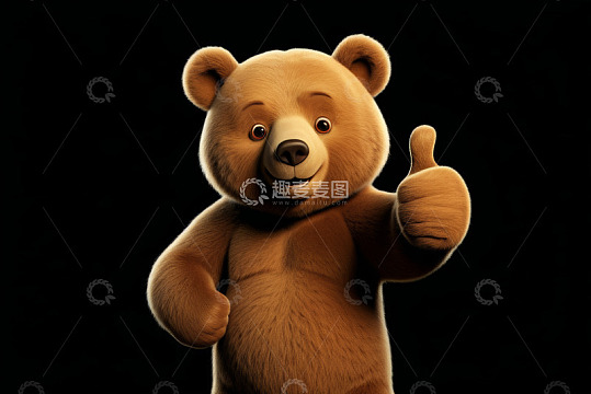 卡通棕熊竖大拇指形象