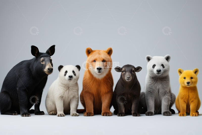 高清大图下载【趣麦麦图】多种动物幼崽并排合影