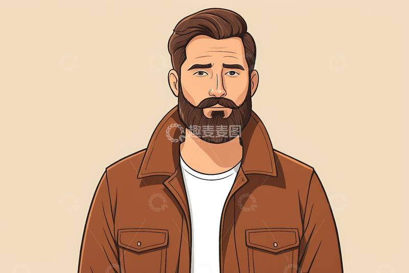 高清大图下载【趣麦麦图】穿着棕色夹克的男性头像