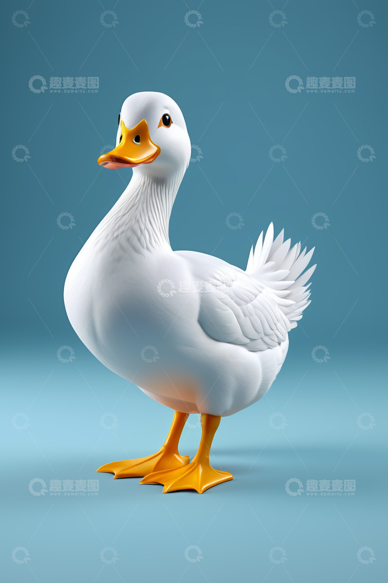 高清大图下载【趣麦麦图】白色鸭子3D立体形象