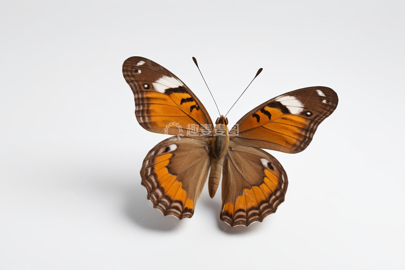 高清大图下载【趣麦麦图】橙棕色蝴蝶特写素材