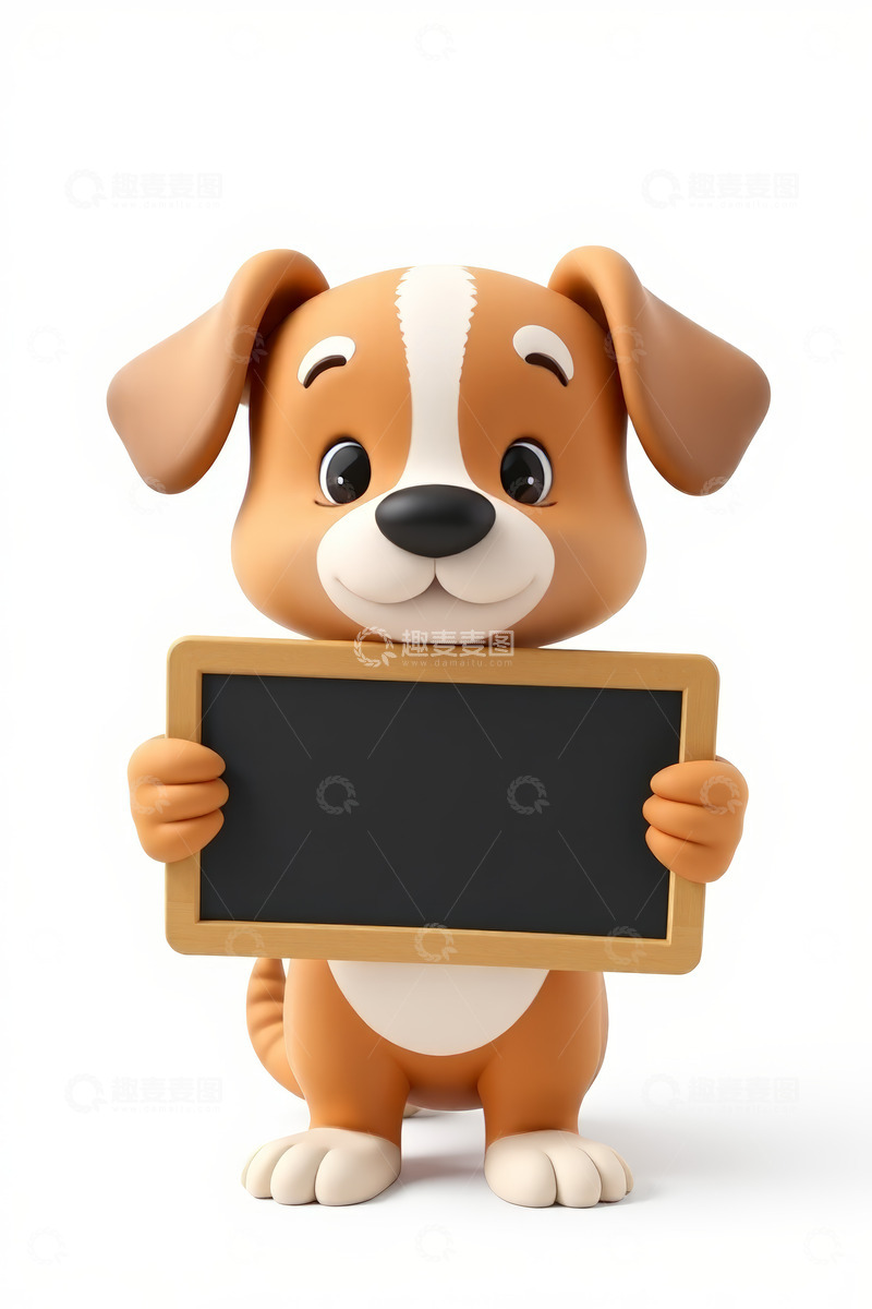 高清大图下载【趣麦麦图】卡通小狗手持空白板