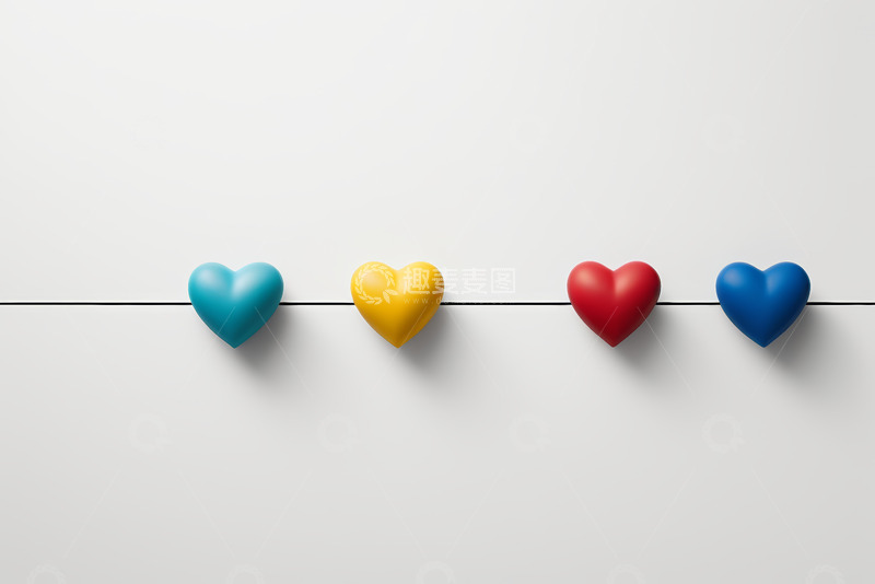 高清大图下载【趣麦麦图】彩色心形摆件排列
