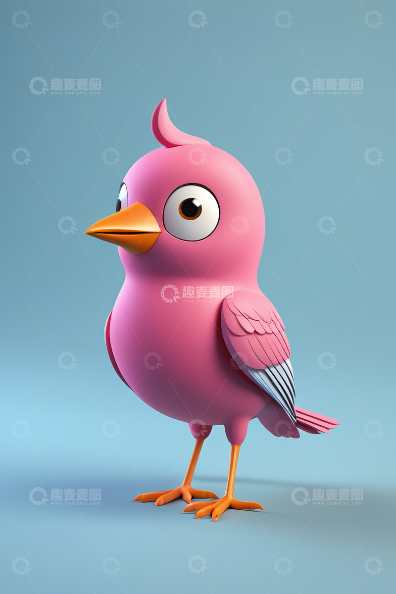 高清大图下载【趣麦麦图】粉色卡通小鸟形象