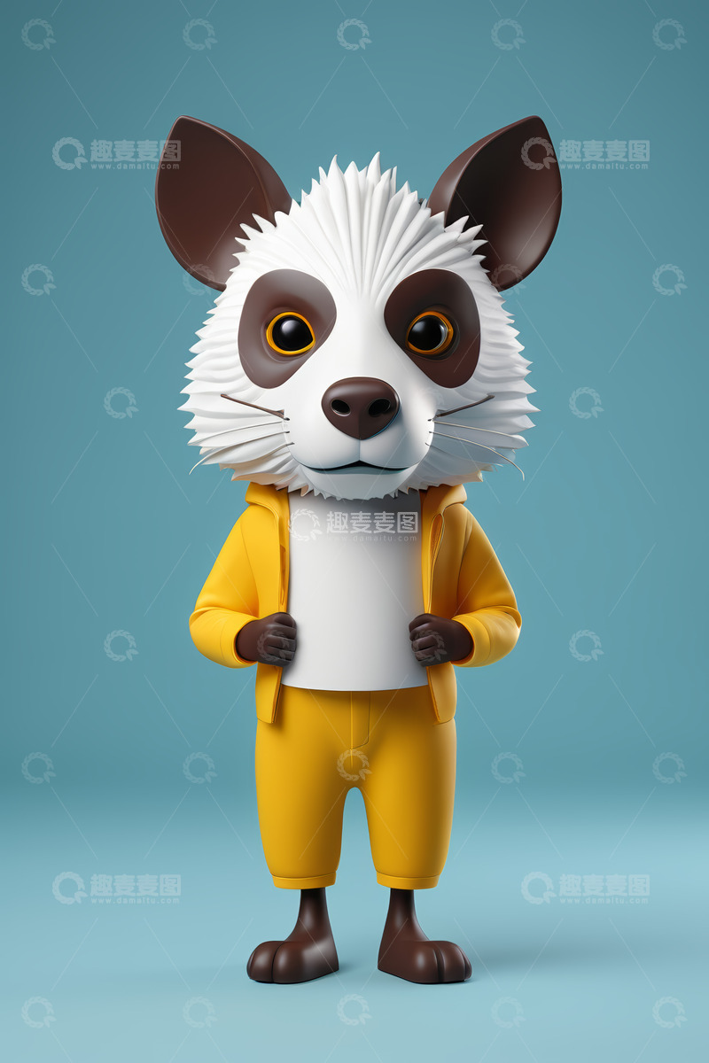 高清大图下载【趣麦麦图】卡通动物角色穿黄色服装形象