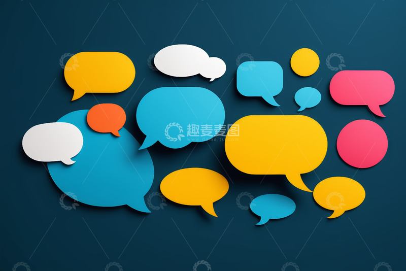 高清大图下载【趣麦麦图】多彩对话气泡素材