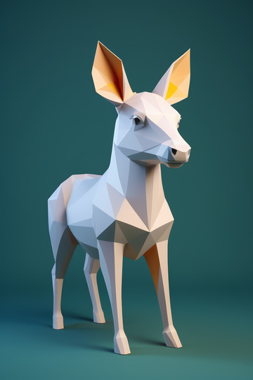 低多边形风格3D小鹿模型