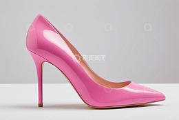 粉色漆皮高跟鞋特写