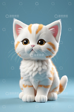 可爱白橘相间小猫特写