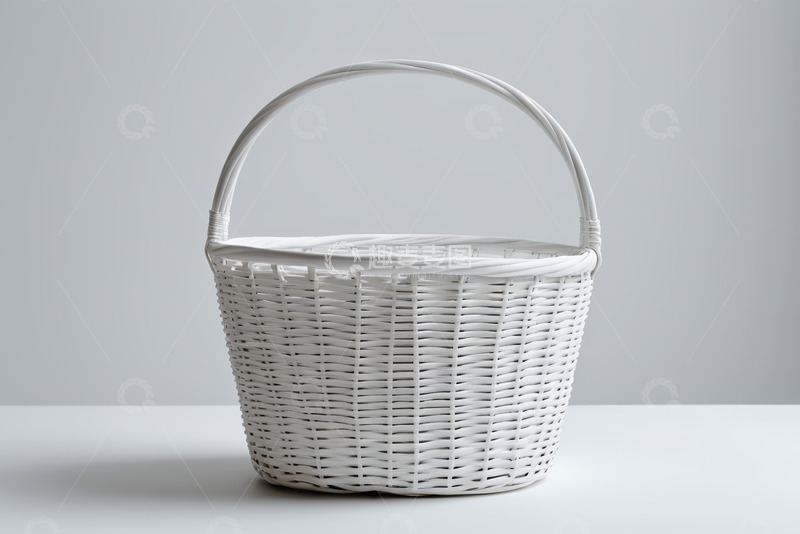 高清大图下载【趣麦麦图】白色柳条编织篮特写