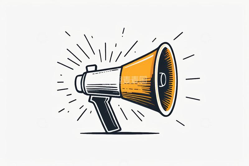 高清大图下载【趣麦麦图】手绘扩音器插图设计素材