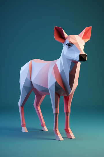 低多边形风格鹿的3D模型