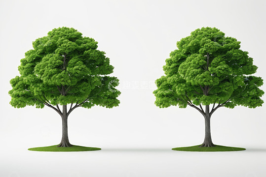 两棵绿色树木3D模型