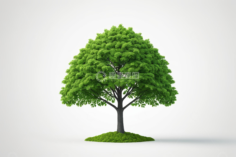 高清大图下载【趣麦麦图】白色背景下的绿色树木素材