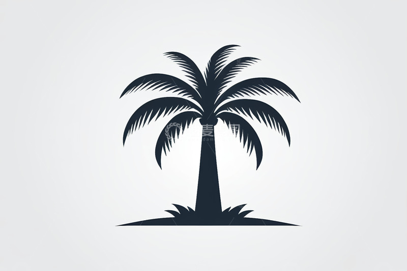 高清大图下载【趣麦麦图】黑色剪影风格的棕榈树