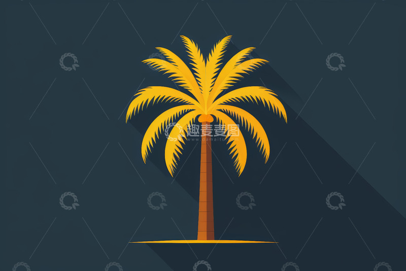 高清大图下载【趣麦麦图】黄色棕榈树矢量插画