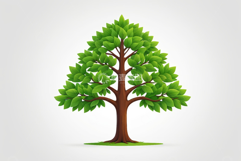 高清大图下载【趣麦麦图】绿色卡通风格树木插画素材