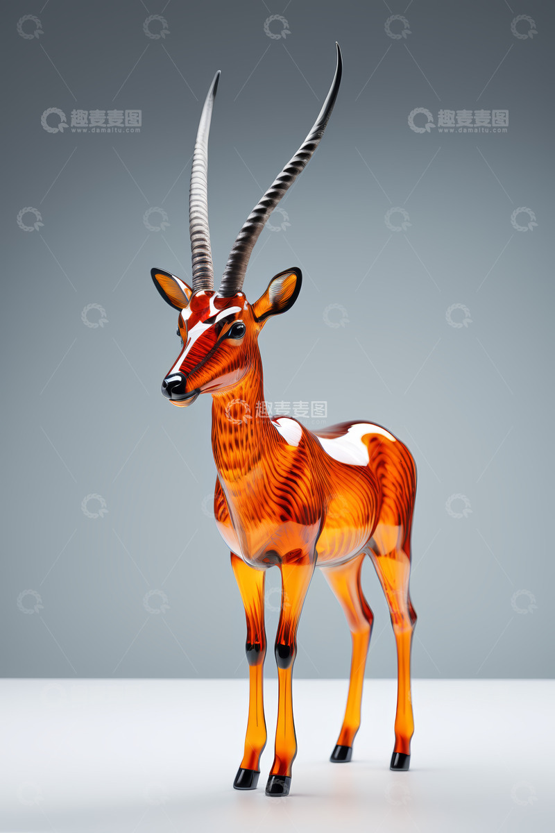 高清大图下载【趣麦麦图】透明羚羊工艺品摆件