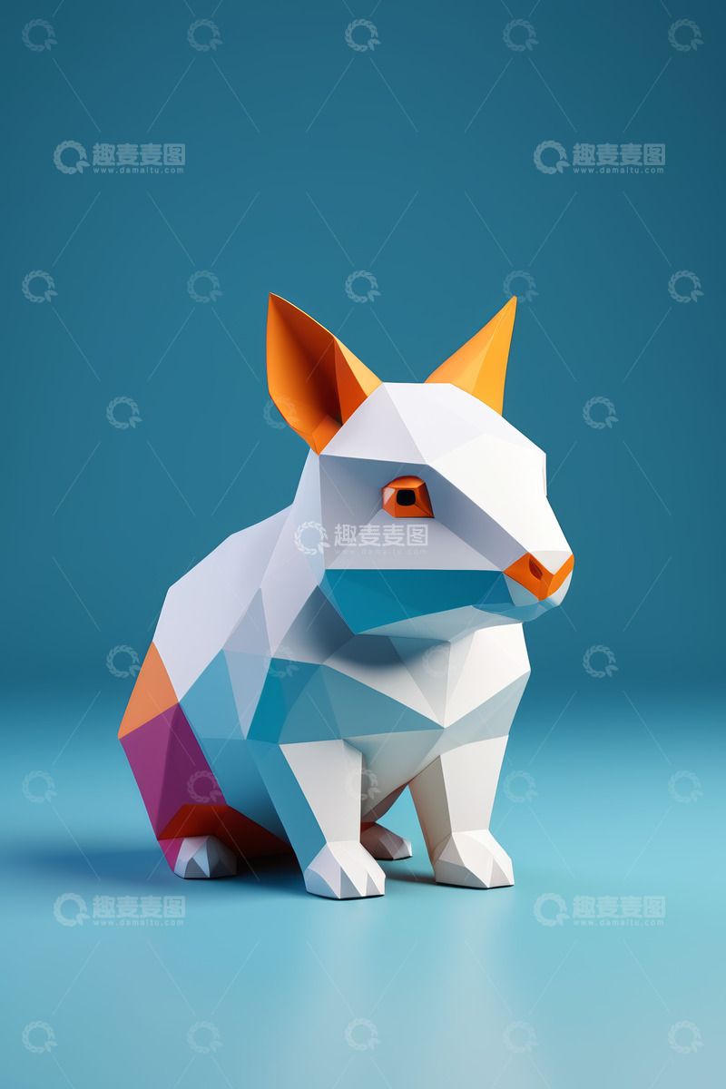 高清大图下载【趣麦麦图】低多边形风格兔子3D模型