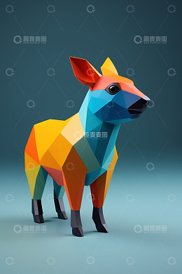 多边形彩色动物立体造型