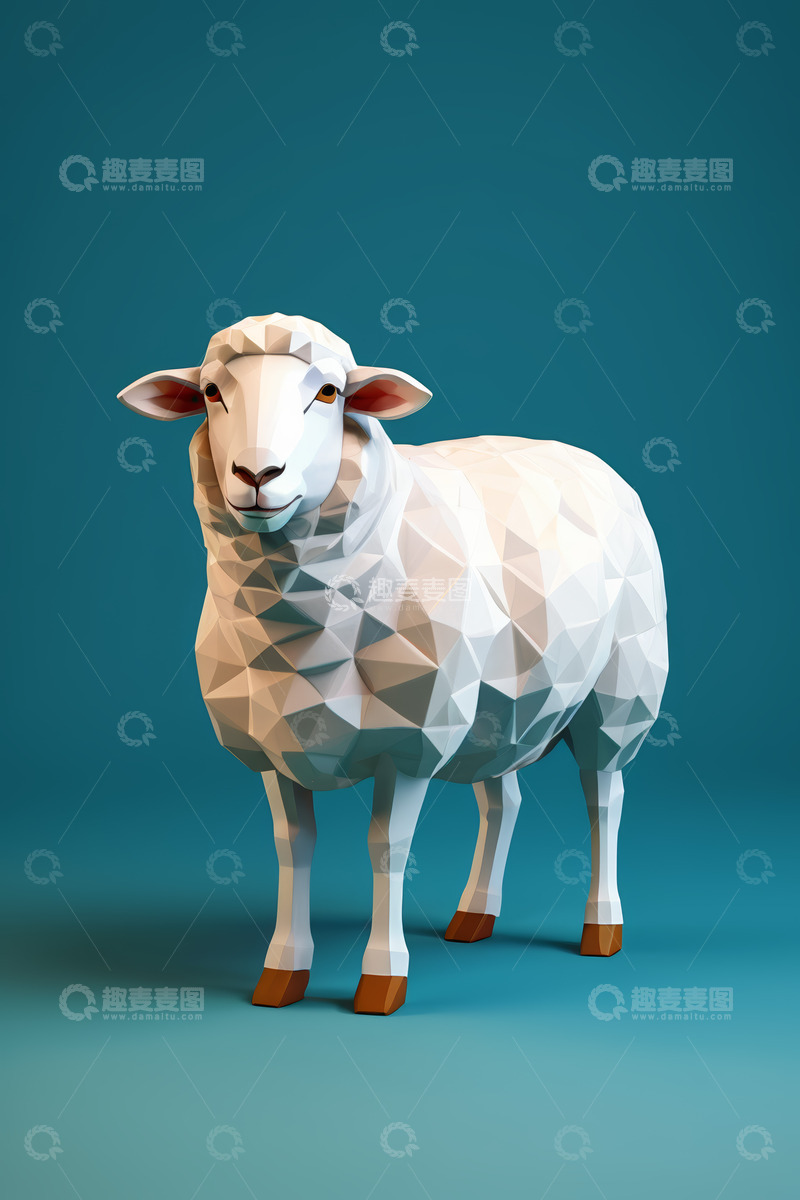 高清大图下载【趣麦麦图】低多边形风格绵羊三维模型