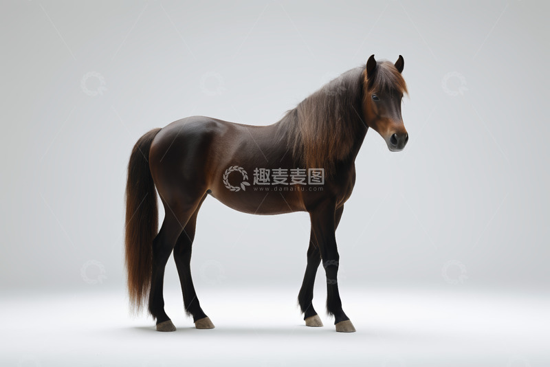 高清大图下载【趣麦麦图】站立的棕色骏马
