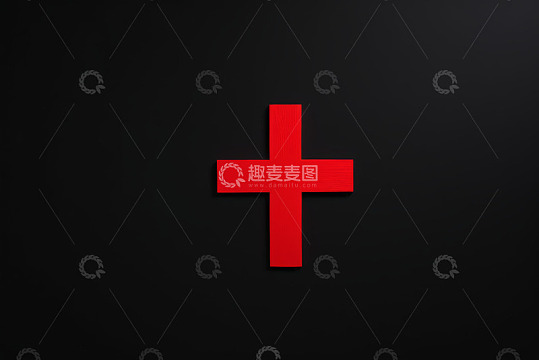 黑色背景上的红色十字标志
