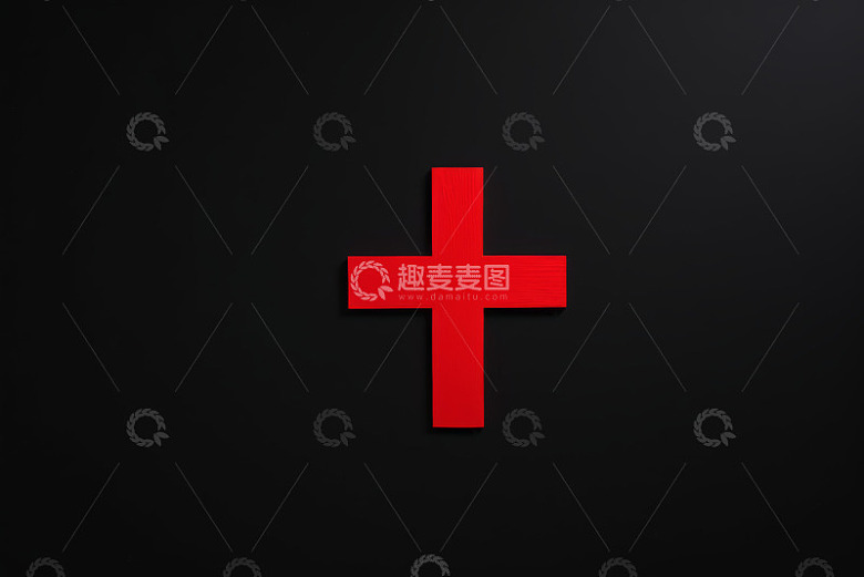 黑色背景上的红色十字标志