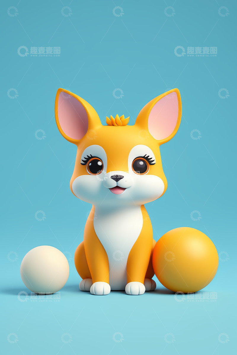 高清大图下载【趣麦麦图】卡通小狗与圆球素材