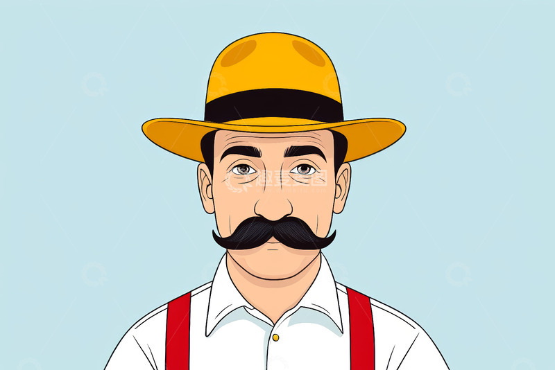 高清大图下载【趣麦麦图】戴帽留须男人卡通形象