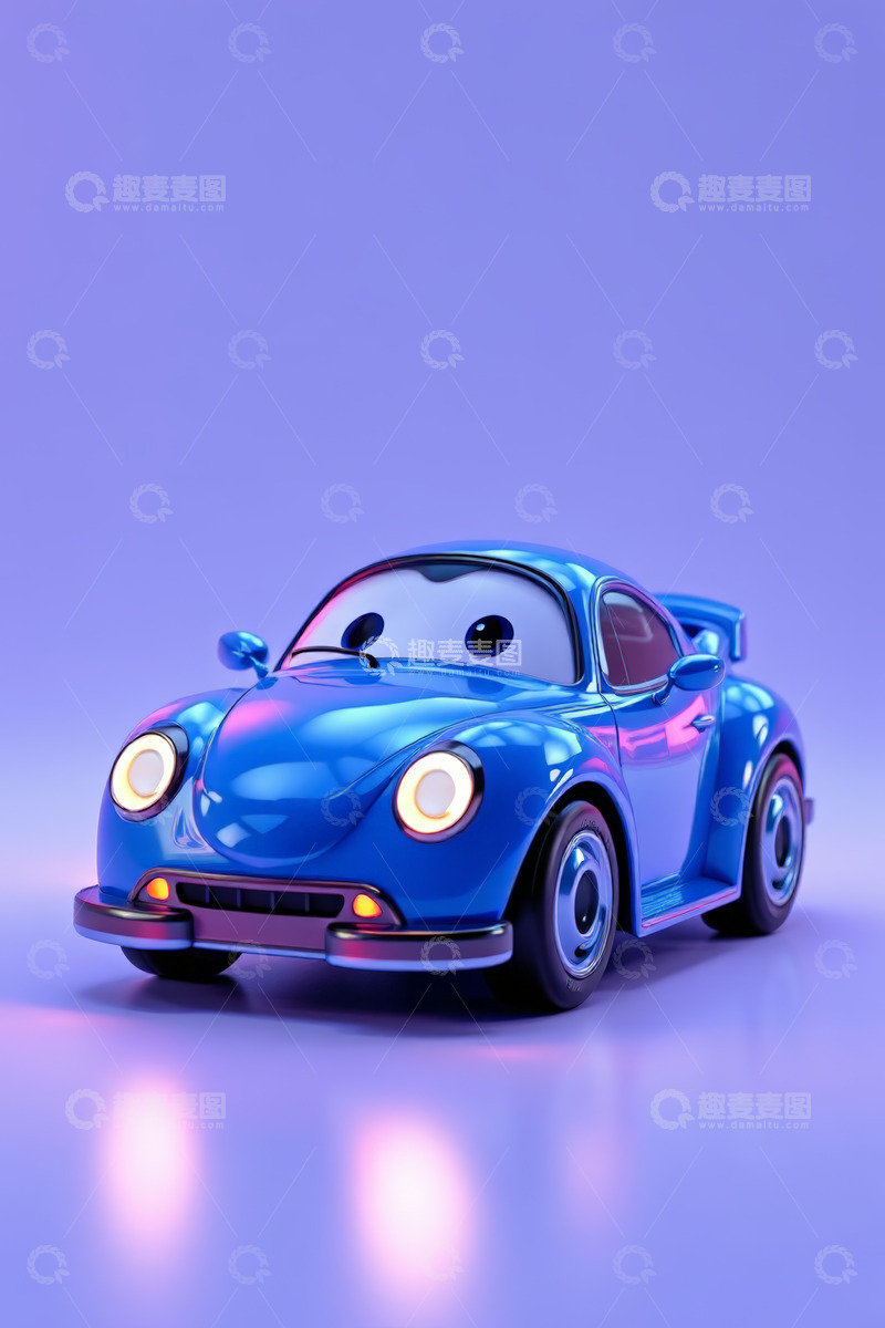 高清大图下载【趣麦麦图】蓝色卡通汽车形象素材