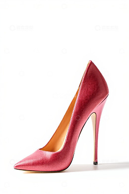玫红色时尚尖头高跟鞋特写