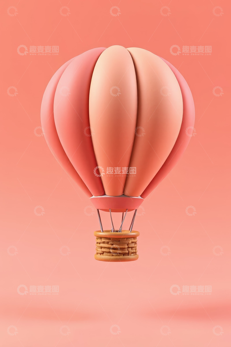 高清大图下载【趣麦麦图】粉色热气球3D动画素材
