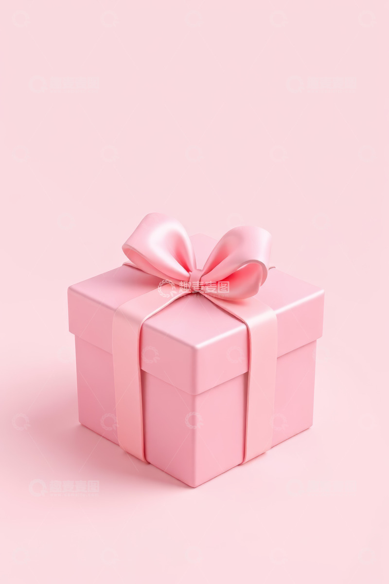 高清大图下载【趣麦麦图】粉色礼物盒带蝴蝶结特写