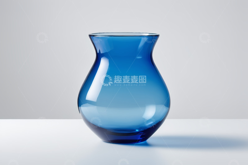 高清大图下载【趣麦麦图】蓝色玻璃花瓶静物