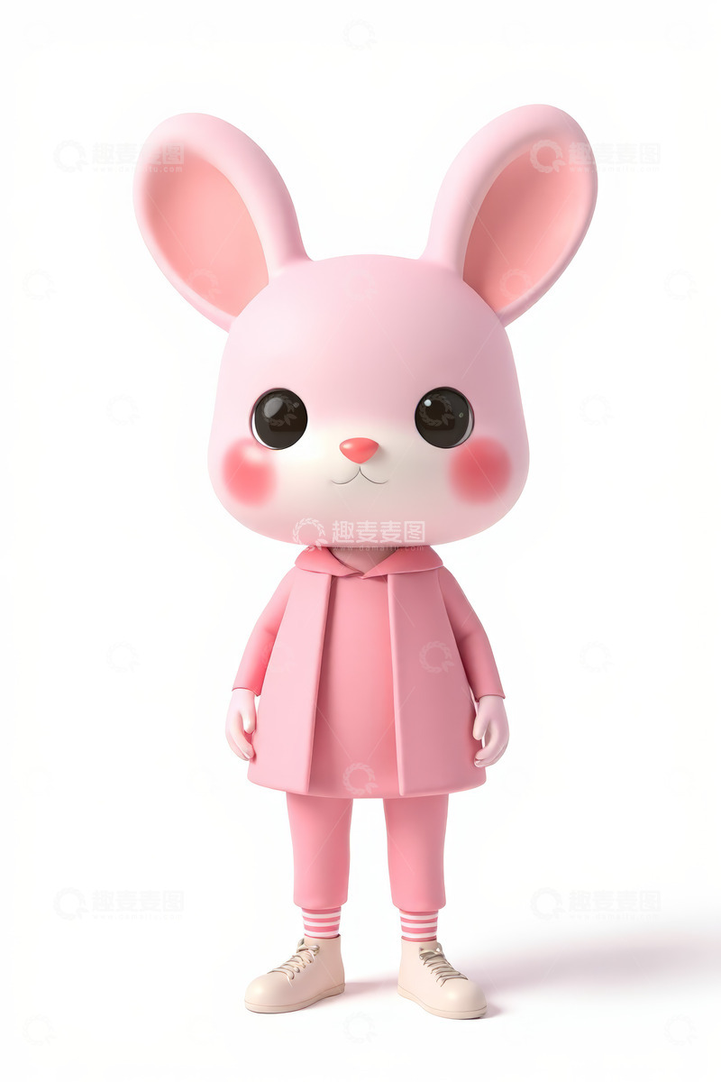 高清大图下载【趣麦麦图】粉色卡通兔子角色形象